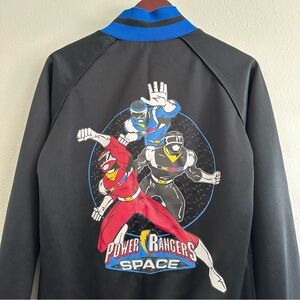 Vtg Power Rangers In Space Full Zip Promo Graphic Track Jacket Black Small